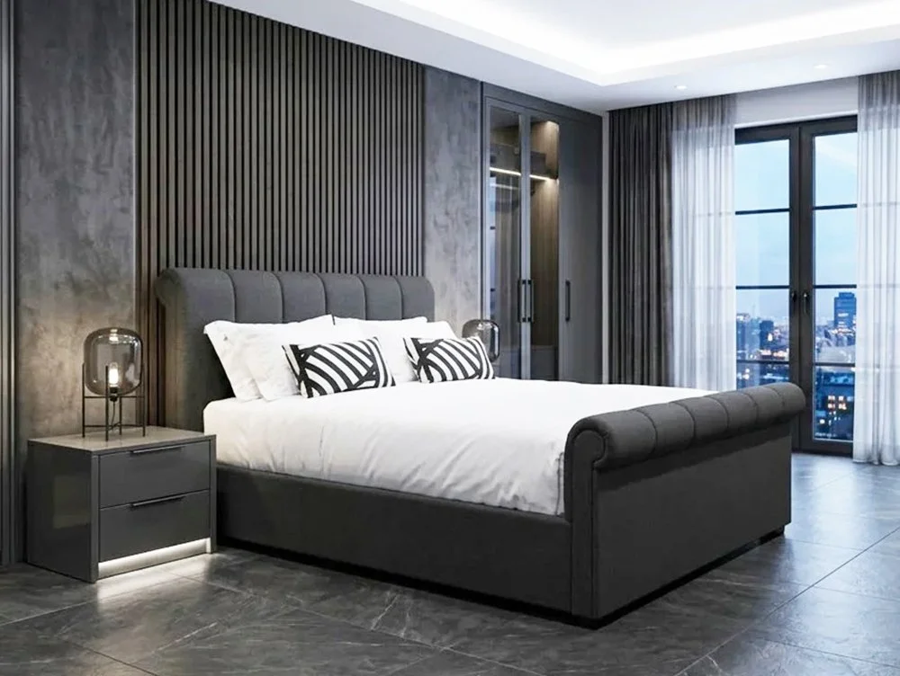 ASC ASC Cairo Charcoal Grey Fabric Ottoman Bed Frame
