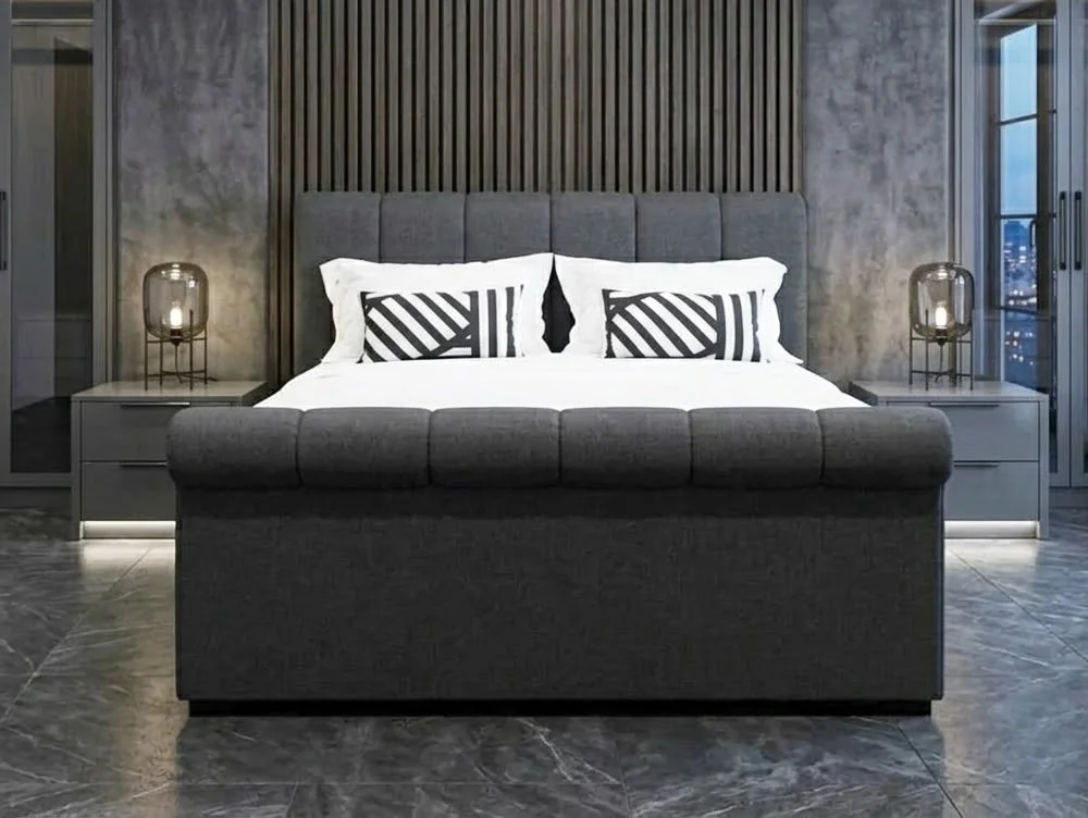 ASC ASC Cairo Charcoal Grey Fabric Ottoman Bed Frame