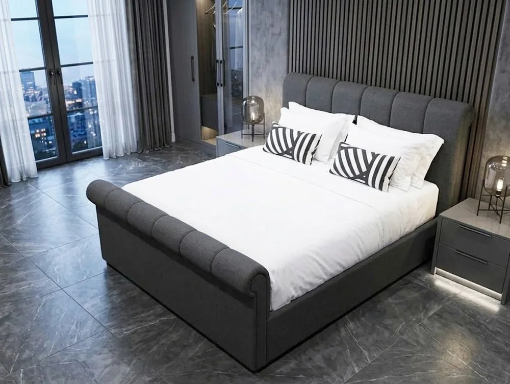 ASC ASC Cairo Charcoal Grey Fabric Ottoman Bed Frame