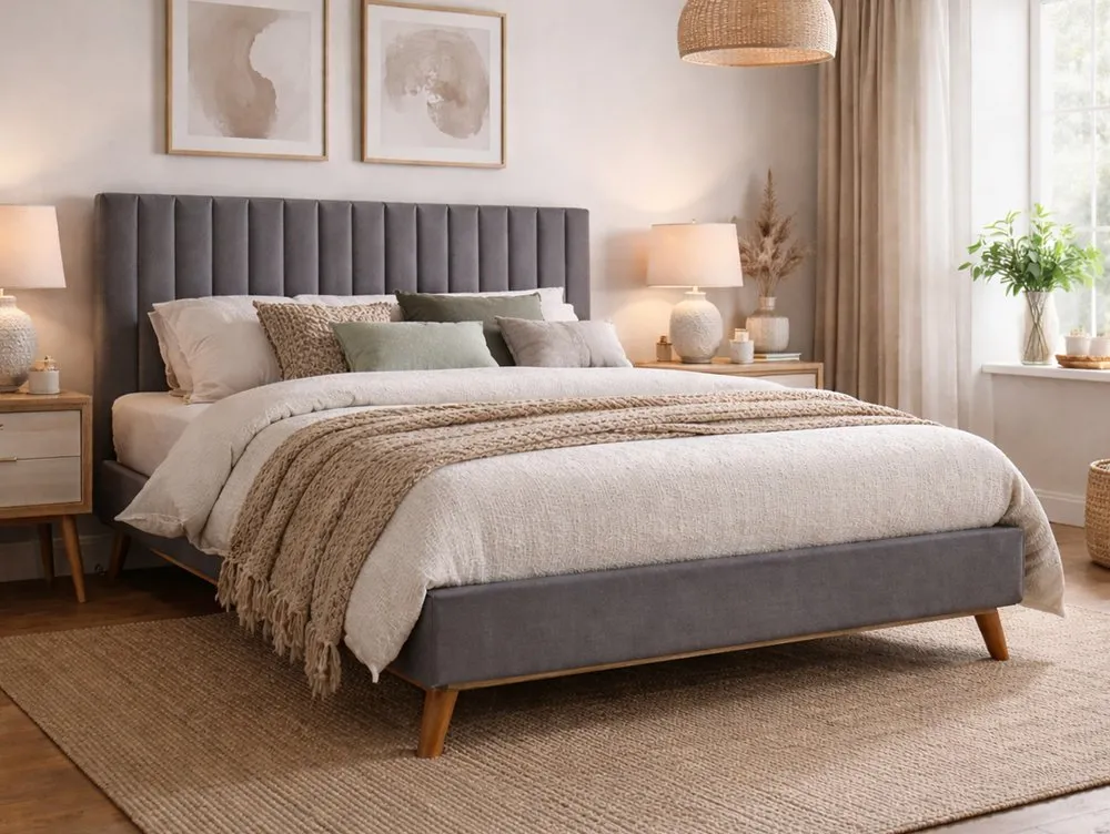 Time Living Time Living Albany Dark Grey Fabric Bed Frame