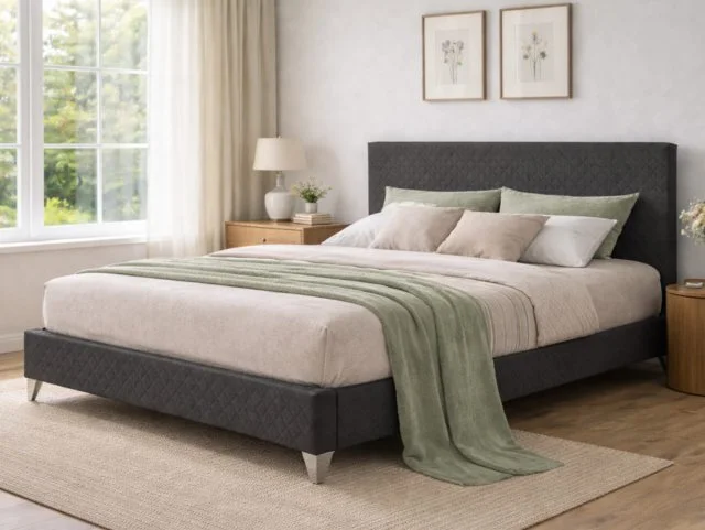 Time Living Time Living Brooklyn Dark Grey Fabric Bed Frame