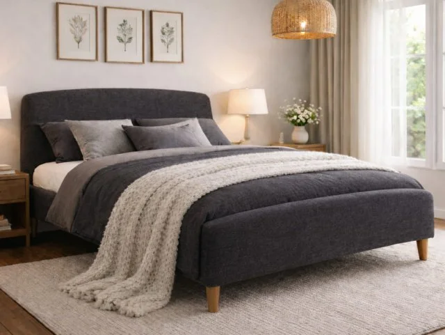 Time Living Time Living Geneva Dark Grey Fabric Bed Frame