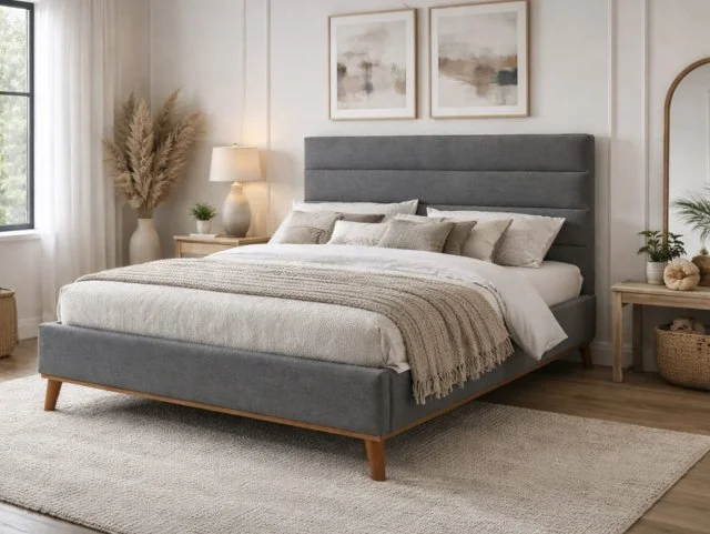 Time Living Time Living Mayfair Light Grey Fabric Bed Frame