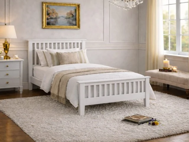 Time Living Time Living Turin White Wooden Bed Frame