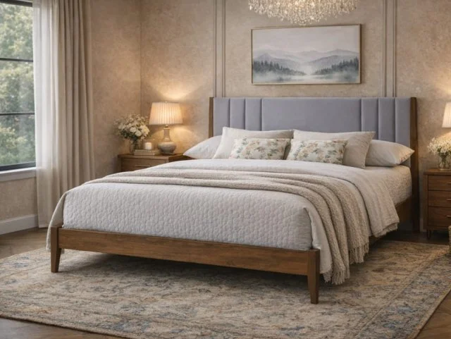 Time Living Time Living Cheslyn Light Grey Fabric Bed Frame