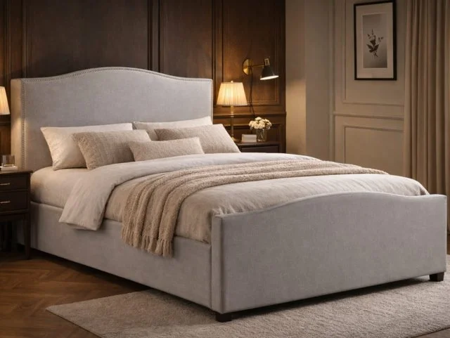 Time Living Clearance - Time Living Brunswick Sand Fabric 4ft6 Double Ottoman Bed Frame