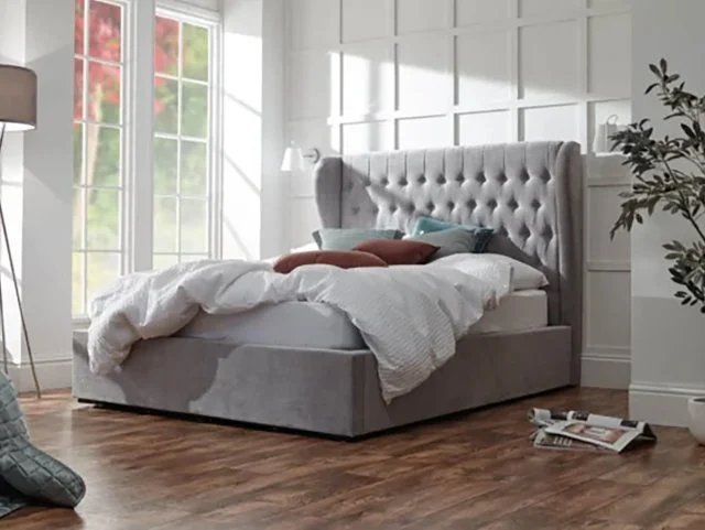 GFW GFW Dakota Platinum Fabric Ottoman Bed Frame