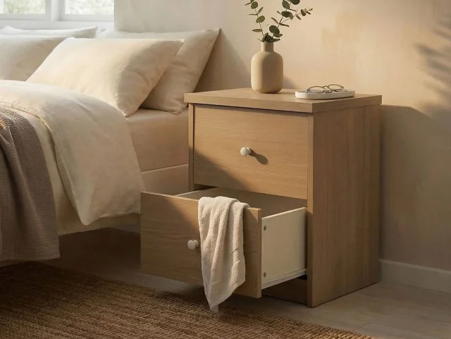 Core Core Freya Oak 2 Drawer Bedside Table