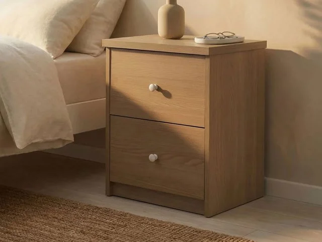 Core Core Freya Oak 2 Drawer Bedside Table