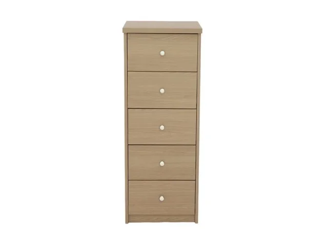 Core Core Freya Oak 5 Drawer Narrow Chest of Drawers