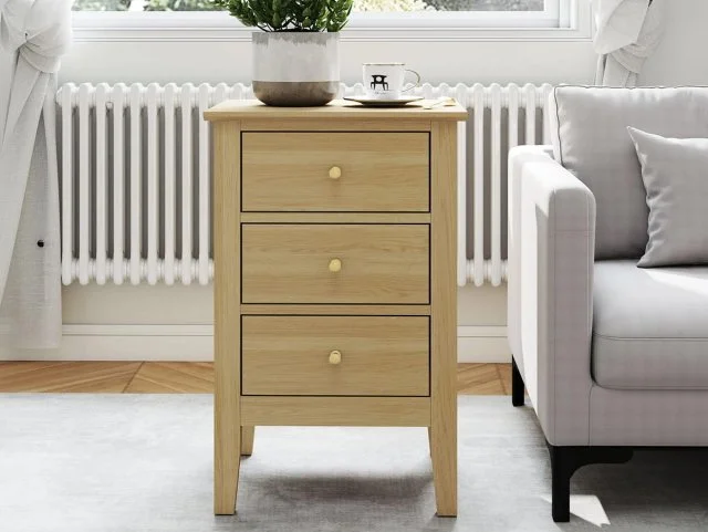 Core Core Henley Oak 3 Drawer Bedside Table