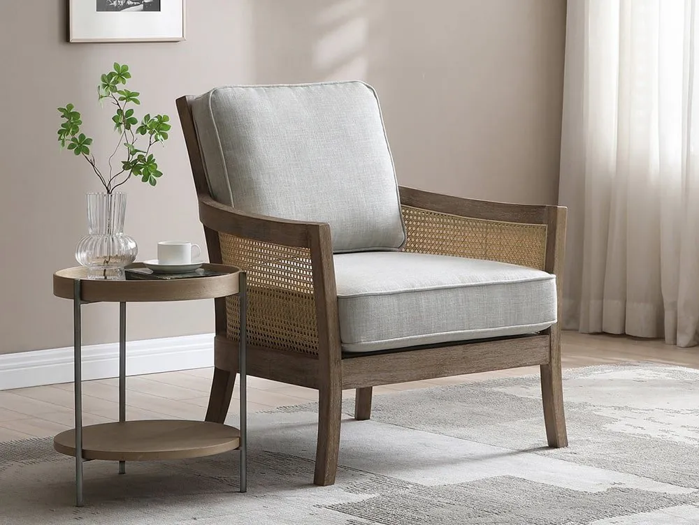 Kyoto Clearance - Kyoto Cecilia Rattan and Grey Fabric Accent Chair