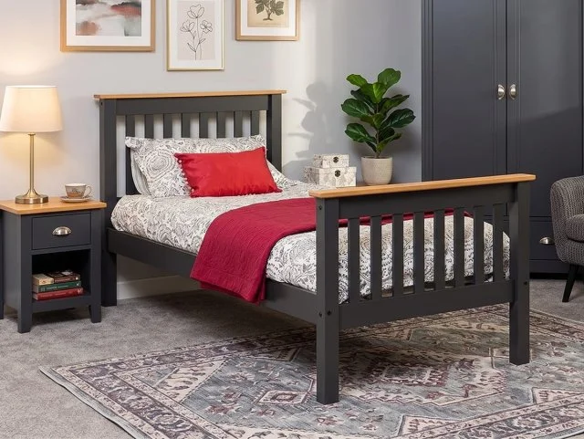 Seconique Seconique Monaco Grey and Oak Wooden Bed Frame (High Footend)