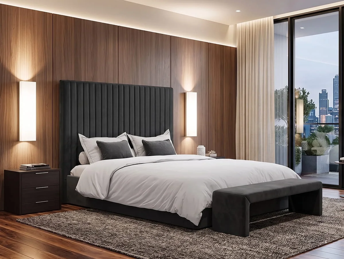 LPD LPD Berlin Tall Black Velvet Ottoman Bed Frame