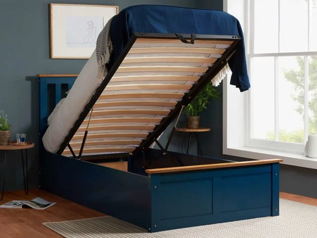 ASC ASC Serena Navy Blue Wooden Ottoman Bed Frame