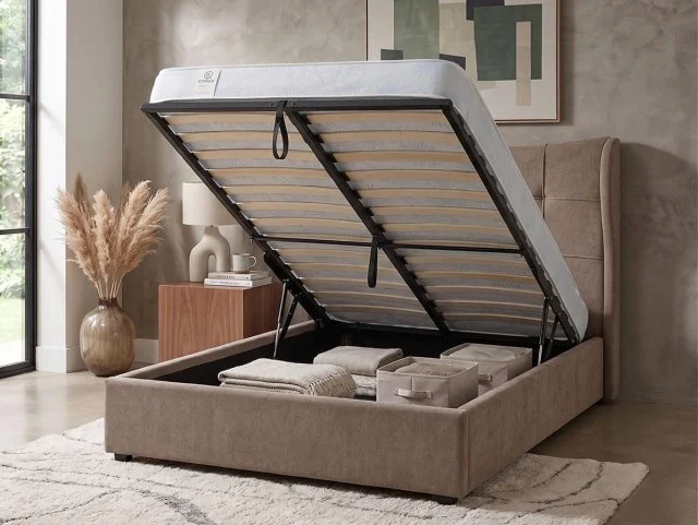 Seconique Seconique Verona Brown Fabric Ottoman Bed Frame