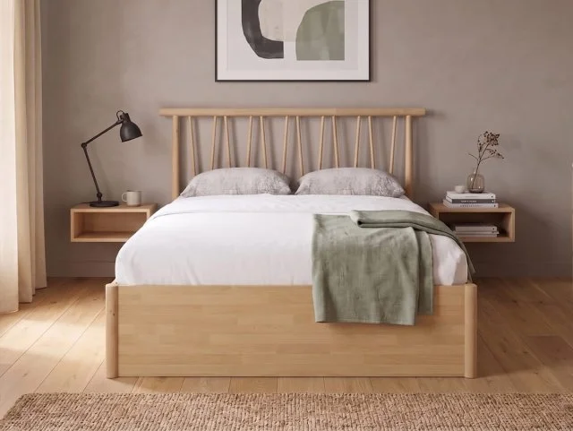 GFW GFW Fusum Oak Spindle Ottoman Bed Frame