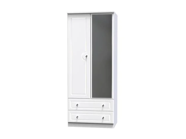 Welcome Welcome Balmoral White High Gloss 2 Door 2 Drawer Mirrored Double Wardrobe (Assembled)