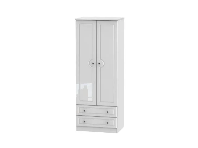 Welcome Welcome Balmoral White High Gloss 2 Door 2 Drawer Tall Double Wardrobe (Assembled)