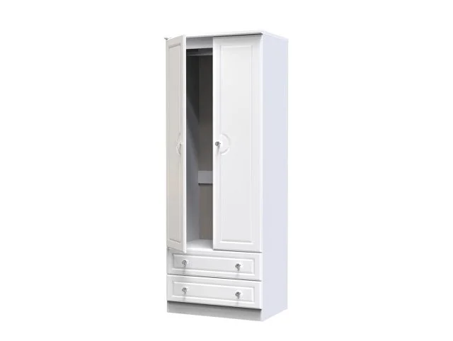 Welcome Welcome Balmoral White High Gloss 2 Door 2 Drawer Tall Double Wardrobe (Assembled)