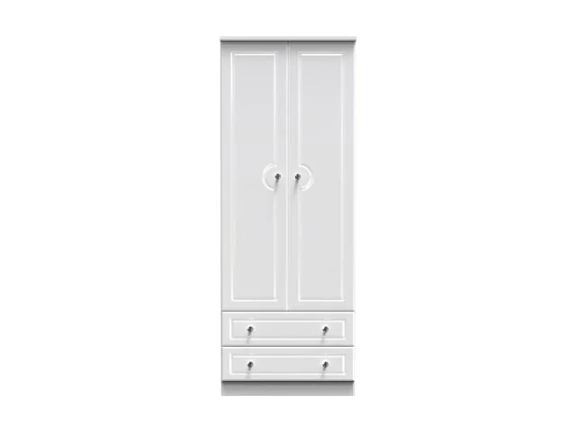Welcome Welcome Balmoral White High Gloss 2 Door 2 Drawer Tall Double Wardrobe (Assembled)