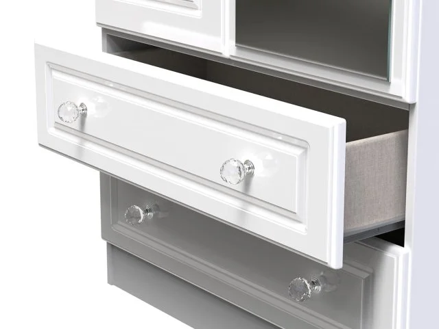 Welcome Welcome Balmoral White High Gloss 2 Door 2 Drawer Tall Mirrored Double Wardrobe (Assembled)