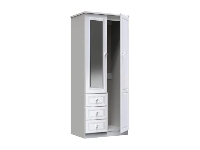 Welcome Welcome Balmoral White High Gloss 2 Door 3 Drawer Mirrored Double Wardrobe (Assembled)