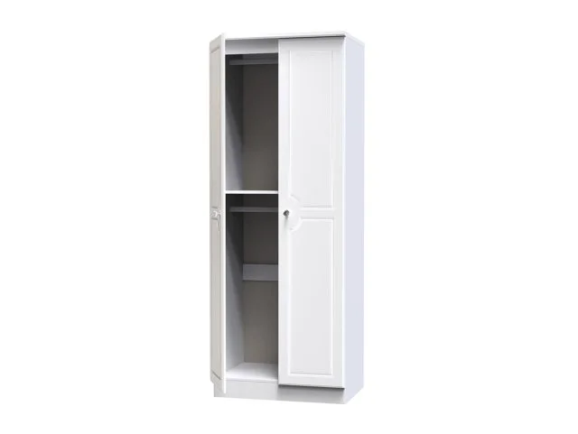 Welcome Welcome Balmoral White High Gloss 2 Door Tall Double Hanging Wardrobe (Assembled)