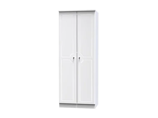 Welcome Welcome Balmoral White High Gloss 2 Door Tall Double Hanging Wardrobe (Assembled)