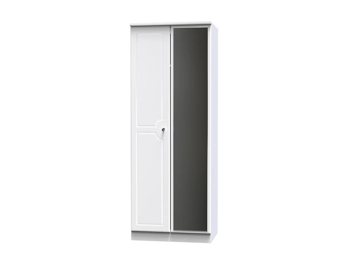 Welcome Welcome Balmoral White High Gloss 2 Door Tall Mirrored Double Wardrobe (Assembled)