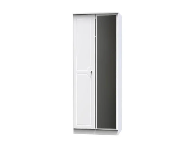 Welcome Welcome Balmoral White High Gloss 2 Door Tall Mirrored Double Wardrobe (Assembled)