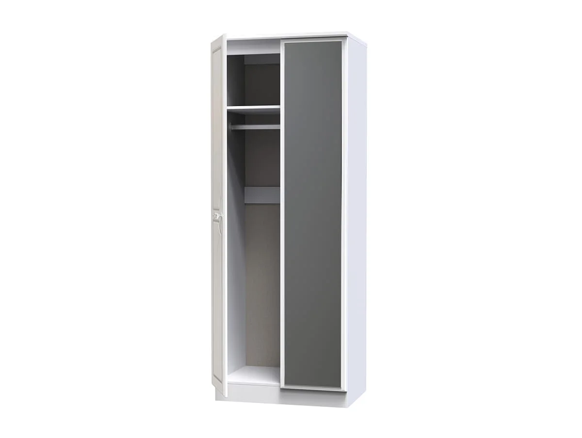 Welcome Welcome Balmoral White High Gloss 2 Door Tall Mirrored Double Wardrobe (Assembled)