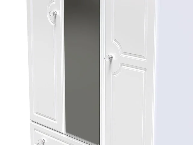 Welcome Welcome Balmoral White High Gloss 3 Door 2 Drawer Tall Mirrored Triple Wardrobe (Assembled)
