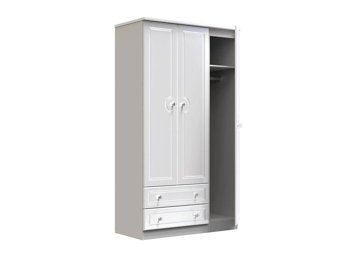 Welcome Welcome Balmoral White High Gloss 3 Door 2 Drawer Tall Triple Wardrobe (Assembled)