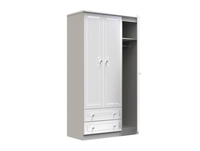 Welcome Welcome Balmoral White High Gloss 3 Door 2 Drawer Tall Triple Wardrobe (Assembled)