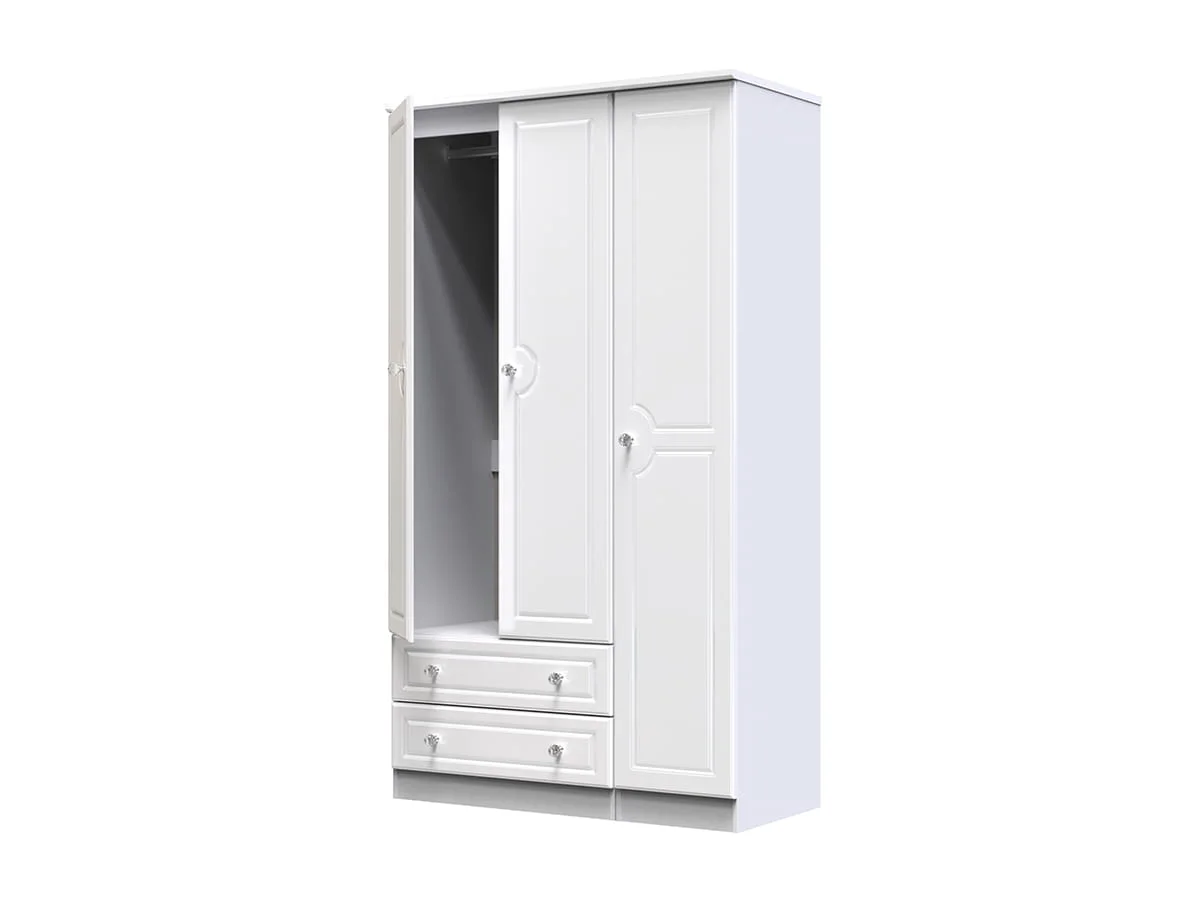 Welcome Welcome Balmoral White High Gloss 3 Door 2 Drawer Tall Triple Wardrobe (Assembled)