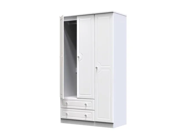 Welcome Welcome Balmoral White High Gloss 3 Door 2 Drawer Tall Triple Wardrobe (Assembled)