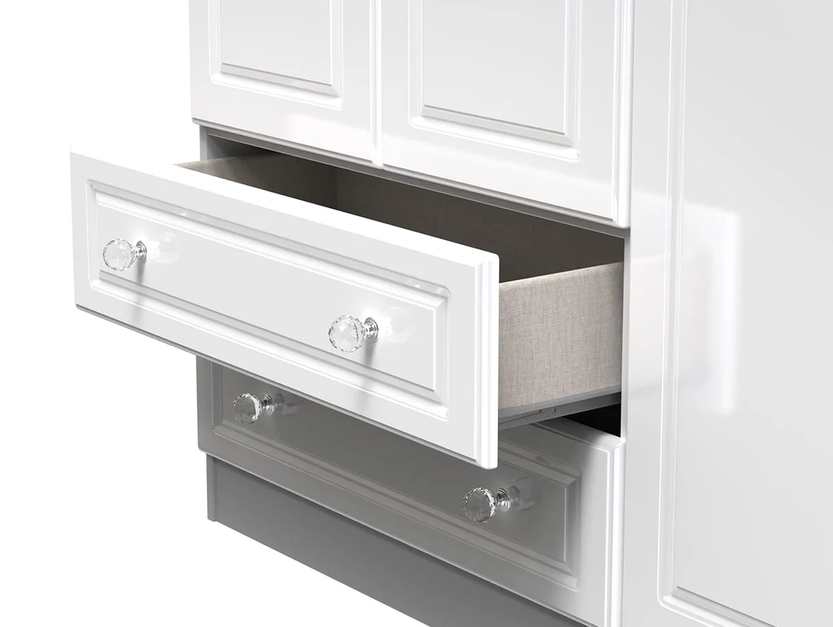 Welcome Welcome Balmoral White High Gloss 3 Door 2 Drawer Tall Triple Wardrobe (Assembled)