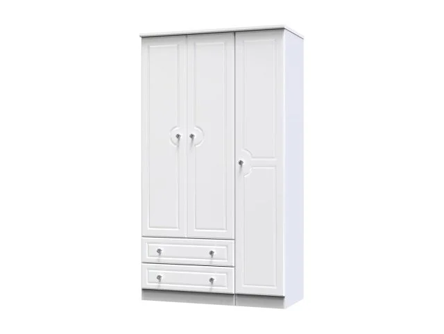 Welcome Welcome Balmoral White High Gloss 3 Door 2 Drawer Tall Triple Wardrobe (Assembled)