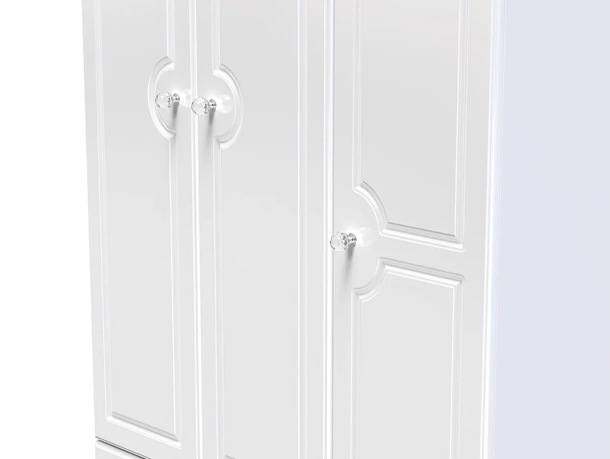 Welcome Welcome Balmoral White High Gloss 3 Door 2 Drawer Tall Triple Wardrobe (Assembled)