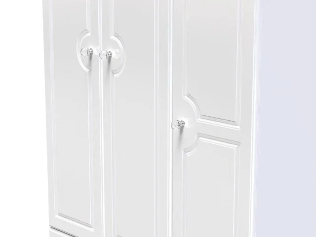 Welcome Welcome Balmoral White High Gloss 3 Door 2 Drawer Tall Triple Wardrobe (Assembled)