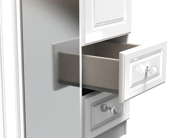 Welcome Welcome Balmoral White High Gloss 3 Door 2 Small Drawer Tall Mirrored Triple Wardrobe (Assembled)