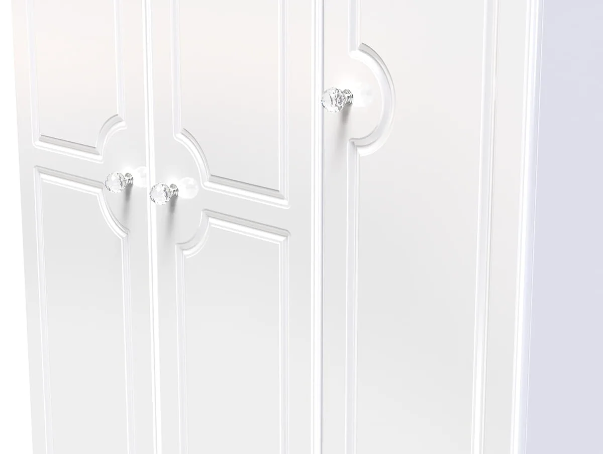 Welcome Welcome Balmoral White High Gloss 3 Door 2 Small Drawer Tall Triple Wardrobe (Assembled)