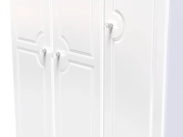 Welcome Welcome Balmoral White High Gloss 3 Door 2 Small Drawer Triple Wardrobe (Assembled)