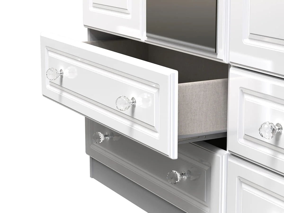 Welcome Welcome Balmoral White High Gloss 3 Door 4 Drawer Mirrored Triple Wardrobe (Assembled)