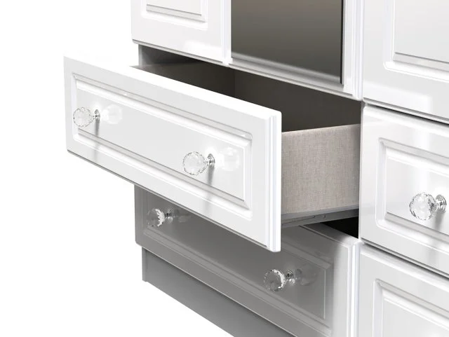 Welcome Welcome Balmoral White High Gloss 3 Door 4 Drawer Mirrored Triple Wardrobe (Assembled)