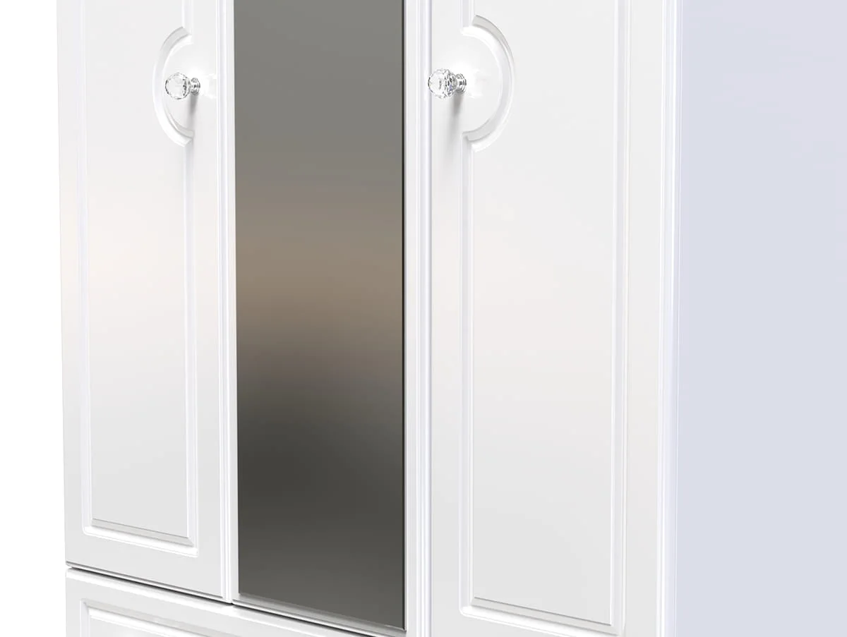 Welcome Welcome Balmoral White High Gloss 3 Door 4 Drawer Mirrored Triple Wardrobe (Assembled)