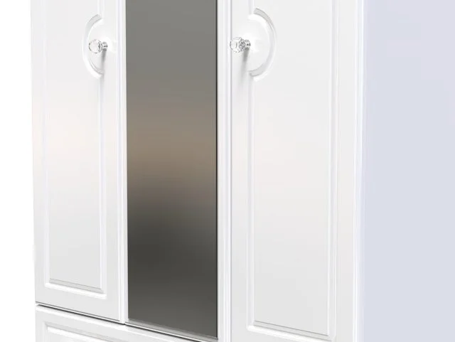 Welcome Welcome Balmoral White High Gloss 3 Door 4 Drawer Mirrored Triple Wardrobe (Assembled)