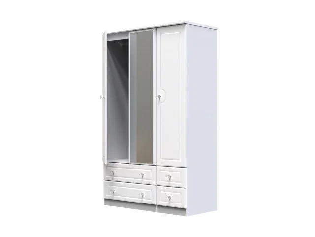 Welcome Welcome Balmoral White High Gloss 3 Door 4 Drawer Mirrored Triple Wardrobe (Assembled)
