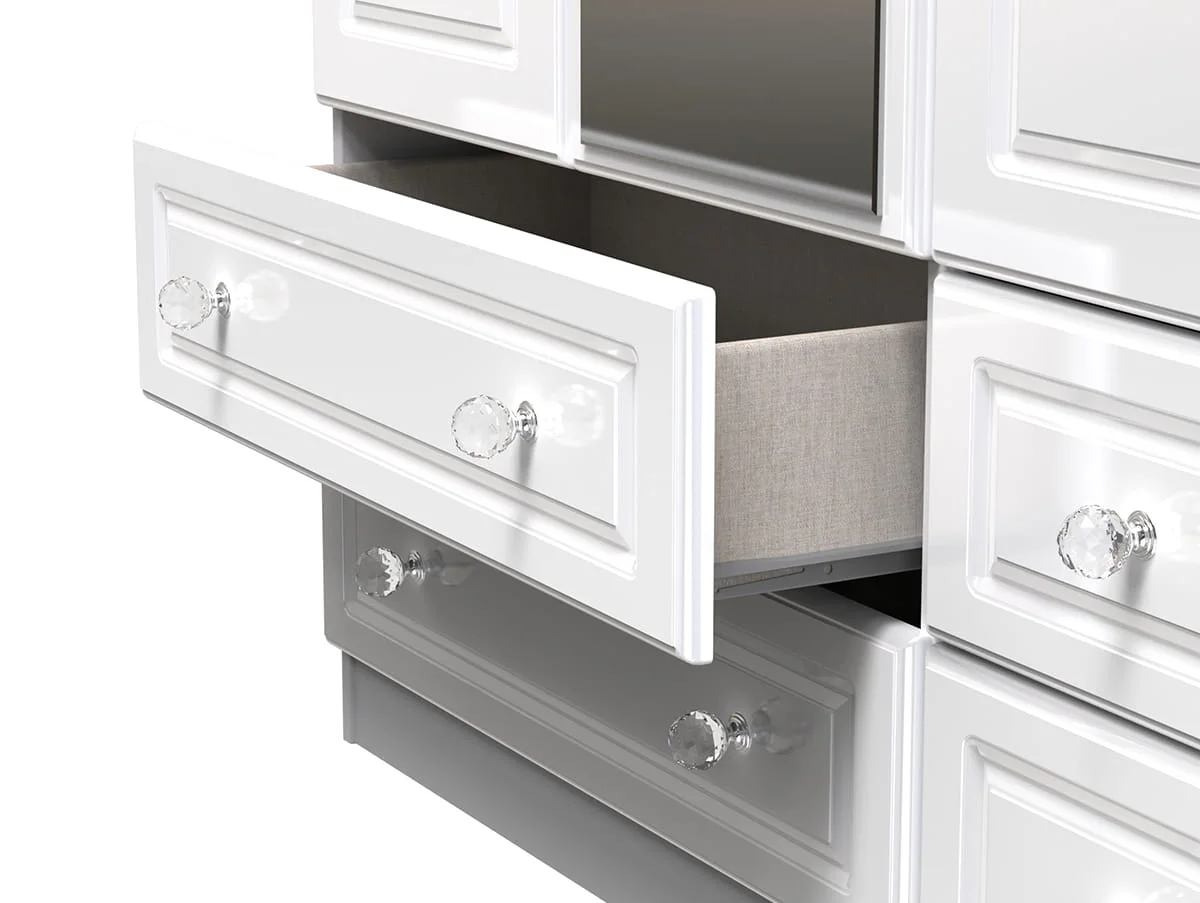 Welcome Welcome Balmoral White High Gloss 3 Door 4 Drawer Tall Mirrored Triple Wardrobe (Assembled)
